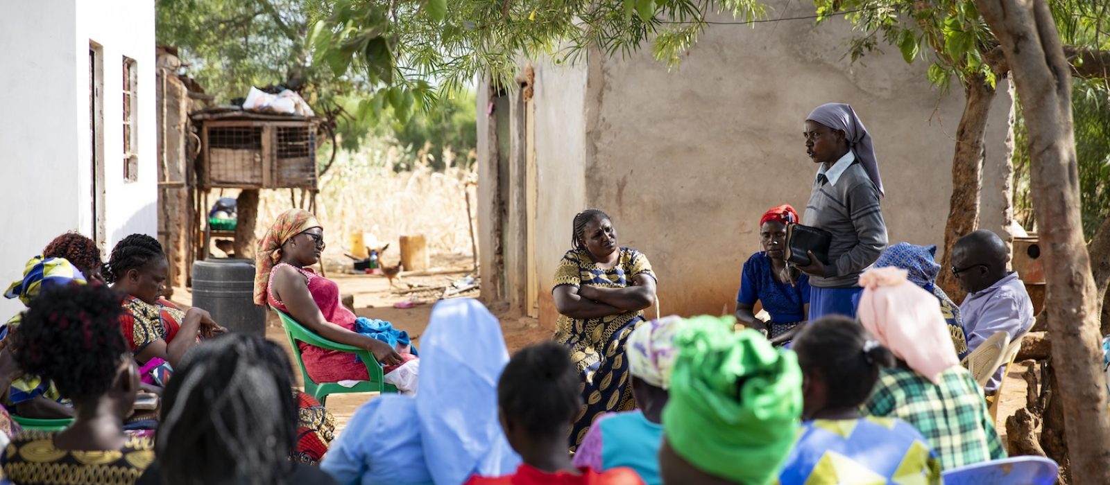 Pastor Grace James reads from the bible at a women's bible study group in Makindu, Kenya, on 28 June 2023.

Tearfund partners with local churches and organisations in Kenya, like Fadhili Trust,  to reduce poverty.